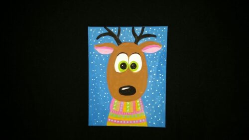 HOLIDAY CANVAS PAINTING-REINDEER